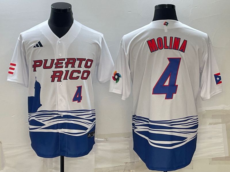Men 2023 World Cub #4 Molina White MLB Jersey1->more jerseys->MLB Jersey
